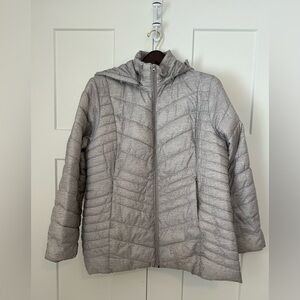 Xersion Heathered Gray Quilted Hooded Puffer Jacket 2X
